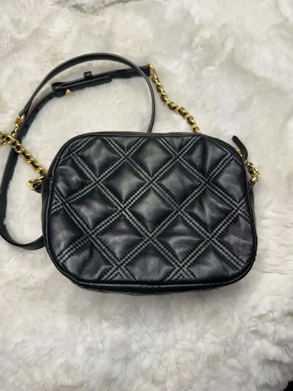 Tory Burch Fleming Soft Leather Camera Bag in Black
